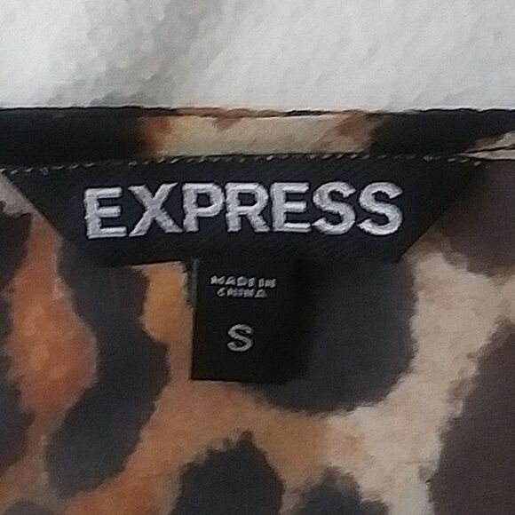 Express Blouse Top Y2K Frilly Flutter Leopard Cheetah Feminine Chiffon S… - Picture 10 of 13